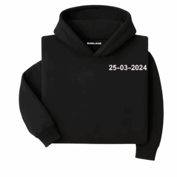 hoodie personalizada con fecha bordada arabigos negro