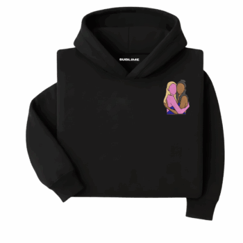 hoodie personalizada con retrato bordado fullcolor negro